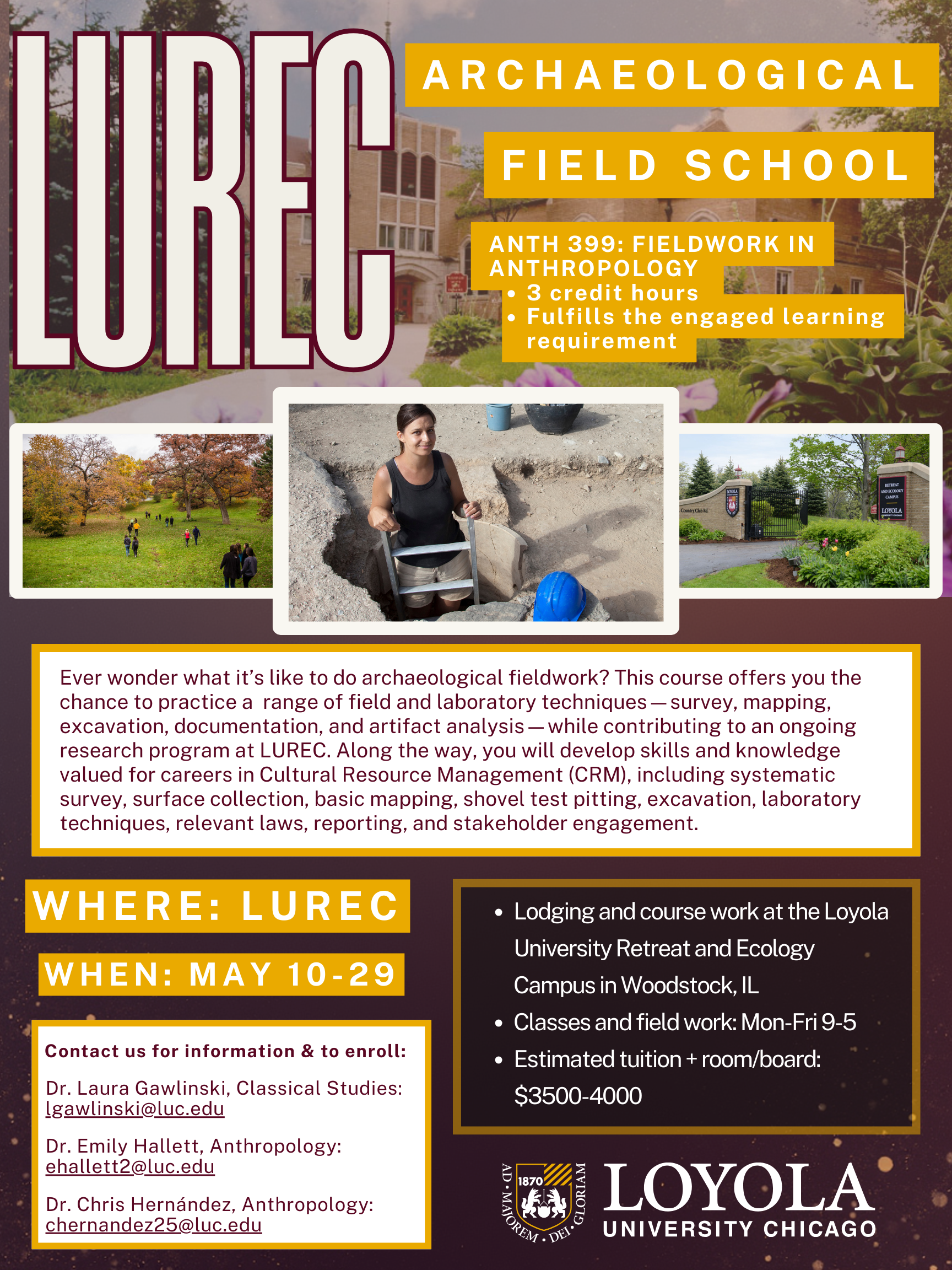 2026 LUREC archaeology field school flyer